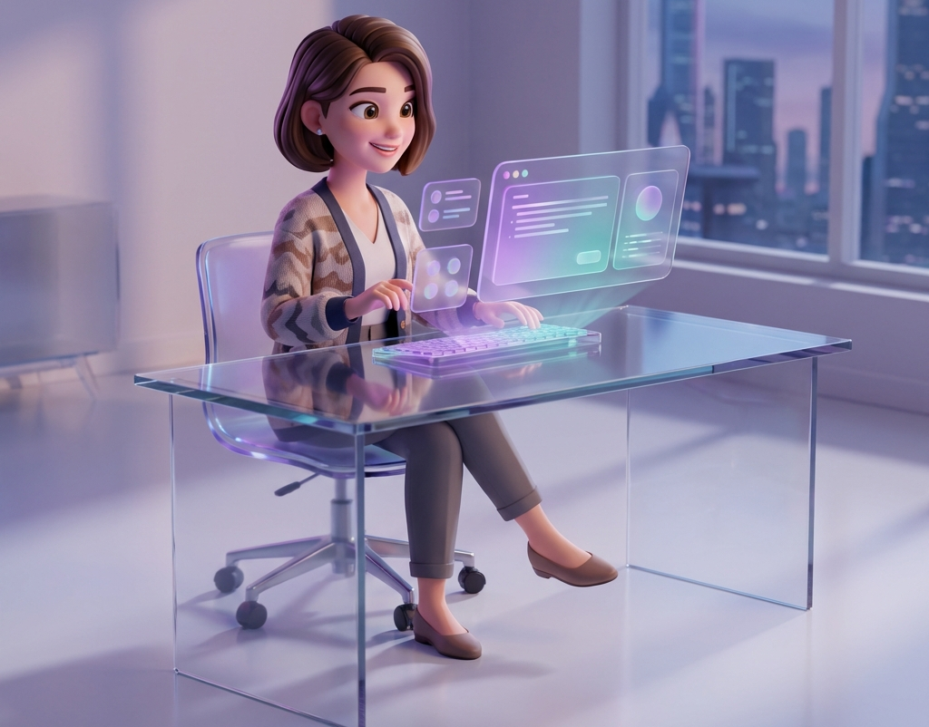 Modern glass office interior showing team collaboration